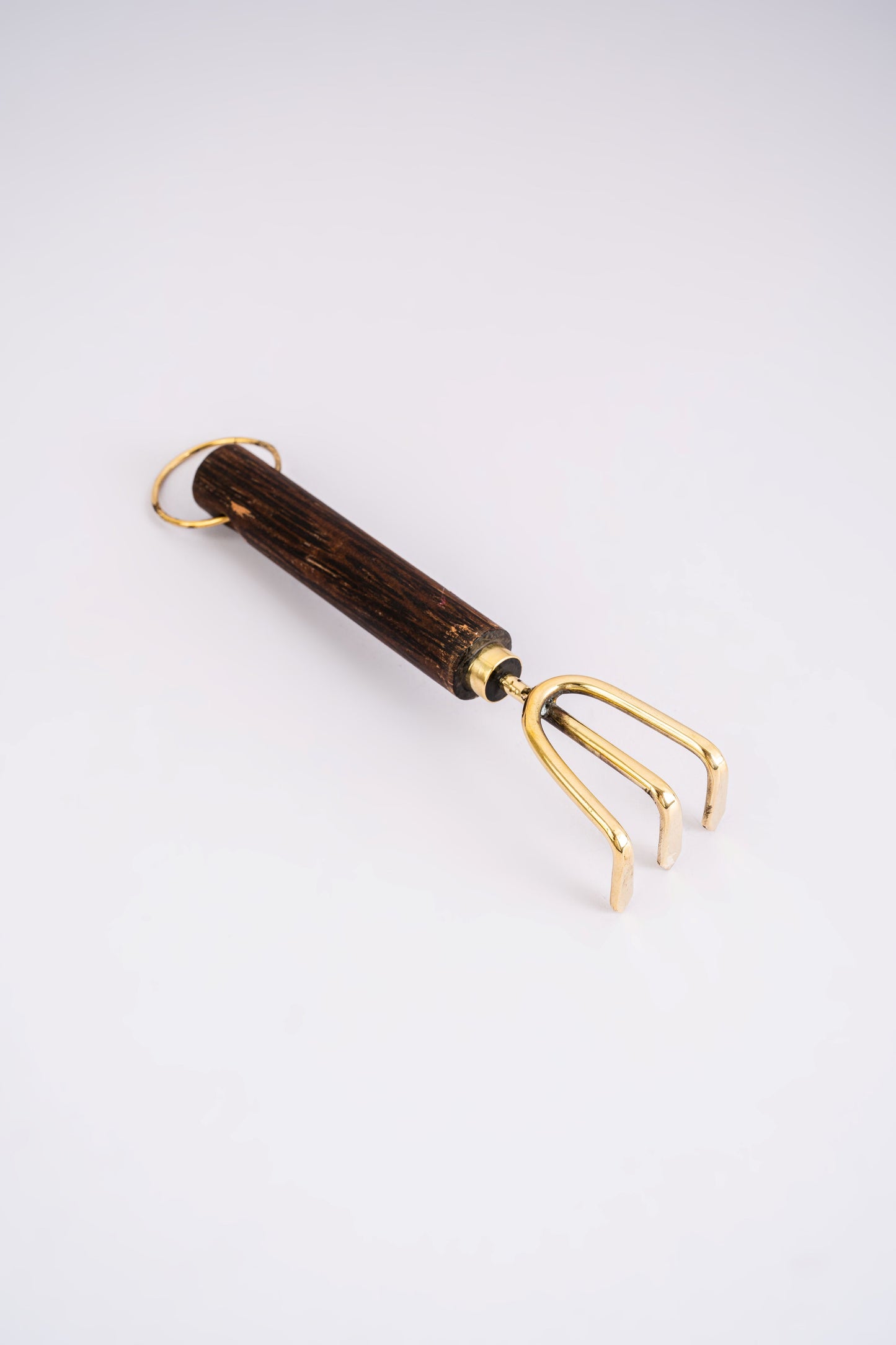 Coconut Wood Handle Miniature Brass Rake