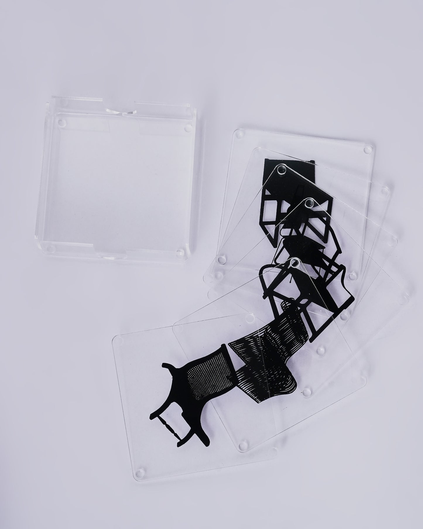 Acrylic Chair Coaster Set of 6 with Holder
