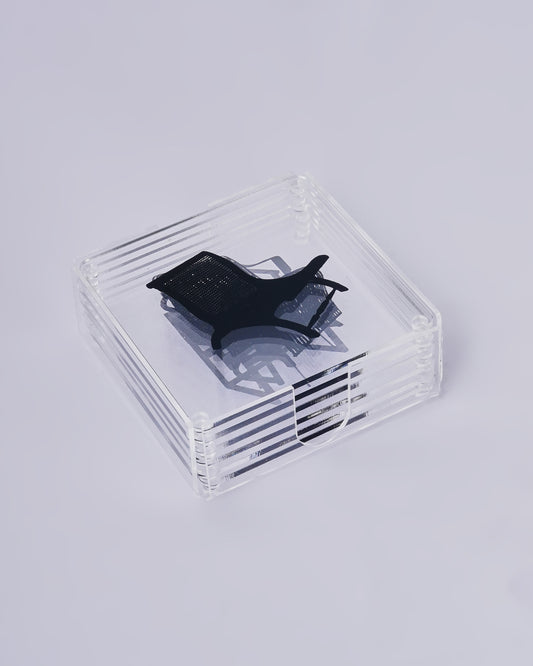 Acrylic Chair Coaster Set of 6 with Holder