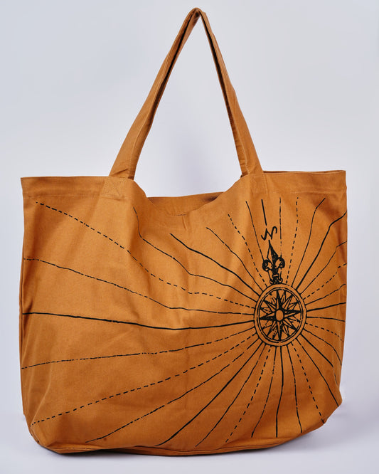 Compass Tote Bag (Light Brown)