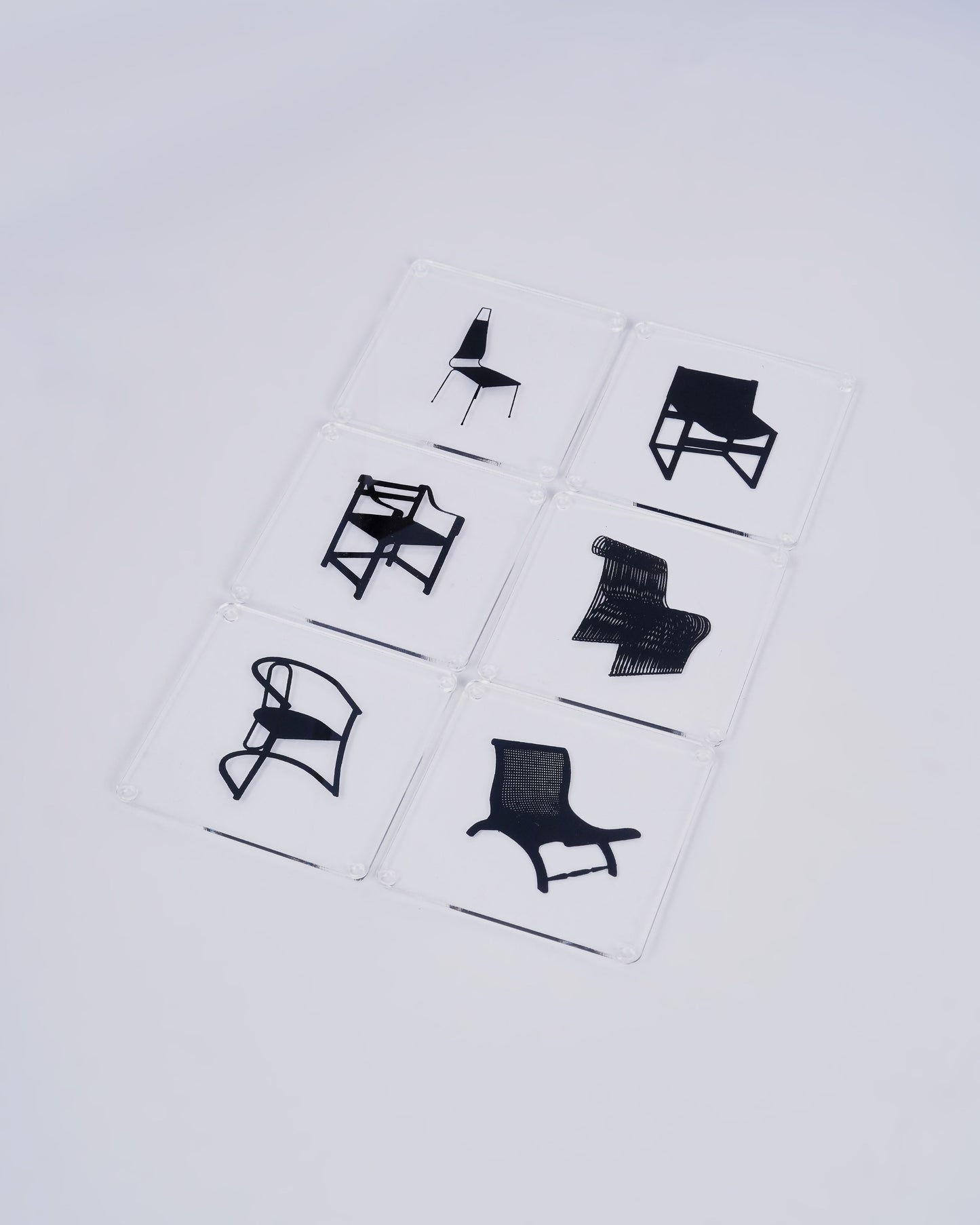Acrylic Chair Coaster Set of 6 with Holder